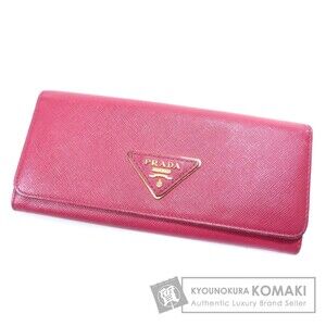 Prada logo plate long Wallet leather